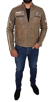 reddisha brown ジャケット A1 FASHION GOODS Mens Biker Style Leather Jacket Distressed